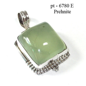 Pierre précieuse de couleur Prehnite naturelle, pendentif en argent pur fait à la main pour femmes, bijoux - Product Image 5