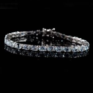 Fantástica pulsera de piedras preciosas aguamarina joyería hecha a mano pulsera de tenis de Plata de Ley 925 para mujer - Product Image 4