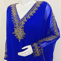 Abaya Tunique Kaftan de Luxe pour Femme, Style Arabe Modeste, Taille Personnalisée, Ornée de Perles et de Paillettes Brodées à la Main, avec Fente et Diamants, Idéale pour les Occasions Formelles
