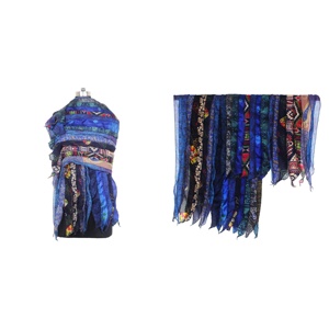 Vintage <b>Silk</b> Multi Color Shawl <b>Scarves</b> Indian Sari Patches Reversible <b>Scarf</b> Colorful Striped <b>Scarf</b> Vintage <b>Silk</b> Panel Sari - Product Image 1