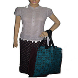 Fashion Non Woven Fabric Shopping <b>Bag</b> Large Size Promotional <b>Bag</b> Blue Black Patterned Handle Design Zipper Closure Parties - Product Image 1