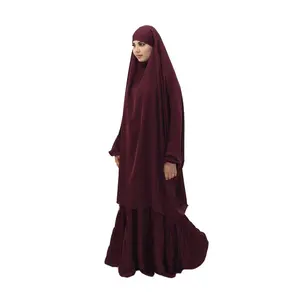 Vestido musulmán de dos piezas Jilbab para mujer, Muslimah
