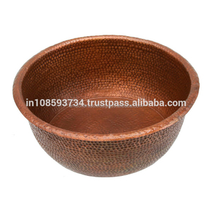 Bol décoratif multifonctionnel en cuivre avec poignée sur le côté Bol de spa en métal martelé et en cuivre avec poignée - Product Image 4