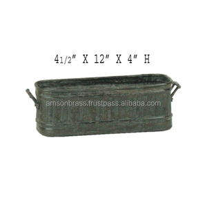 Pots et jardinières au design de taille personnalisée Jardinières en métal en fer Finition rustique Jardinière décorative de coin de bureau vert de mer - Product Image 6