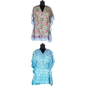 Kaftan corto de algodón indio, Túnica de talla grande, vestido largo Abaya Poncho Jalabiya, fabricante de ropa de mujer, vestido indio de diseñador - Product Image 1