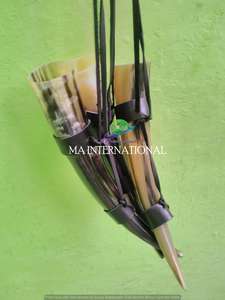 Corne à boire indienne Antique Viking Écologique Sculpté Animal Style Nautique Forme 150ml-2000ml Matière Organique Support En Cuir - Product Image 5