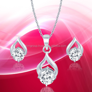 Ensembles de bijoux Solitaire délicats plaqués argent à la mode cadeau de mariage pour femmes en Zircon étincelant unique à la mode comprend un collier - Product Image 4