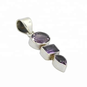 Pendentif en pierre précieuse améthyste violette rare en argent sterling 925 pendentifs et breloques de bijouterie fine fournisseurs de colliers personnalisés - Product Image 1
