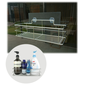 Estante de Baño Adhesivo de Acero Inoxidable, Soporte de Metal para Champú Montado EN LA Pared, Cesta Organizadora, No Requiere Perforación - Product Image 1