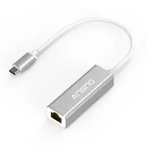 Adaptor Ethernet Tipe C USB 3.1, Kartu Jaringan Ke RJ45 Lan 10/100/1000 Mbps Eksternal untuk Windows 10 Mac OS PC Laptop