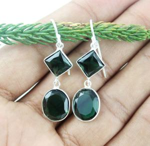 ข้อเสนอพิเศษสำหรับเงินสเตอร์ลิงมรกตพลอยน้ำต่างหูทำด้วยมือเครื่องประดับอินเดียแบบห้อยน่ารักสำหรับผู้หญิงของขวัญงานปาร์ตี้ - Product Image 5