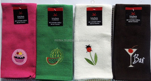 Meilleur Vente en gros Tissu en microfibre imprimé gaufré sur mesure Serviette de cuisine Conceptions personnalisées Textiles de maison brodés OEM - Product Image 4