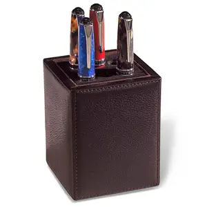 Pu Leather Stationery Supplier Desktop Multifunction Storage Box Organize Pen Holder Leather With Pen Holders For Office