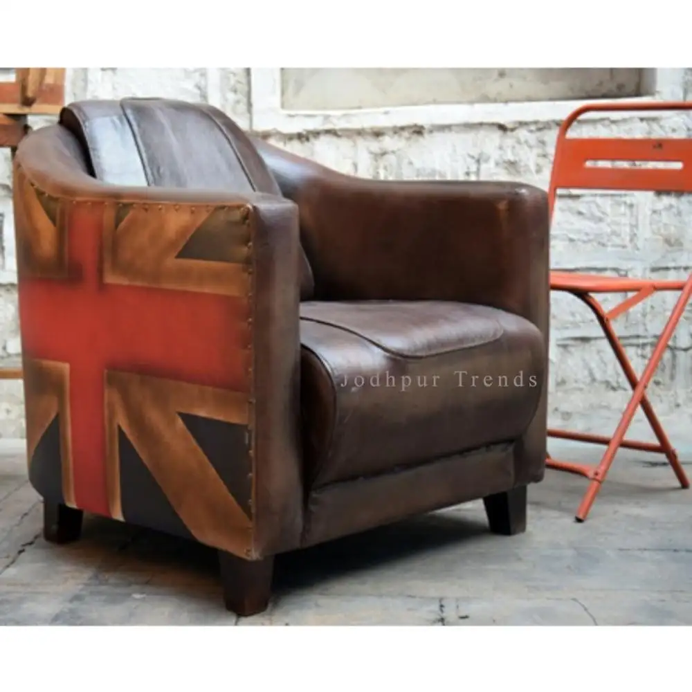 Высококачественный кожаный одноместный диван с принтом