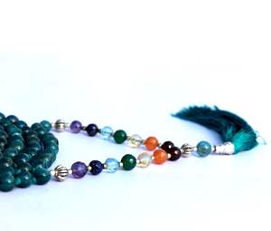 Acheter des pierres précieuses naturelles de qualité supérieure, bijoux de Yoga chapelet Apatite 7 Chakra 108 perles spirituel Mala perles collier - Product Image 3