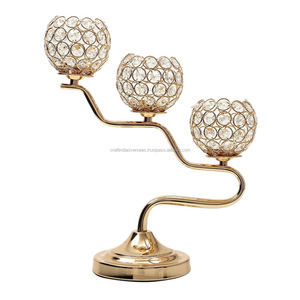 Crystal Ball Candelabra With Three Tealight Holders Silver Metal Base 340mm Wide 410mm High Home Decoration - Product Image 2