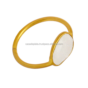 925แหวนเงินสเตอร์ลิงประดับพลอยสีรุ้งประดับหินมูนสโตนชุบทองแหวนแฟชั่นสำหรับเป็นของขวัญแต่งงานหรือปาร์ตี้ - Product Image 2