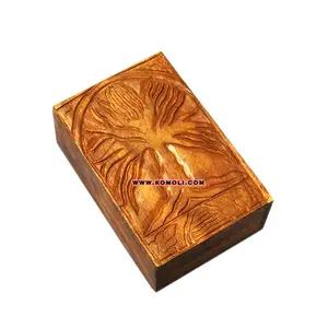 En gros à la main arbre conception sculpture boîte rectangle en bois - Product Image 1
