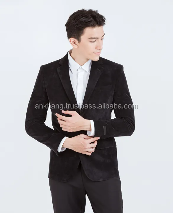 Men fashion velvet slim fit black brown blazer