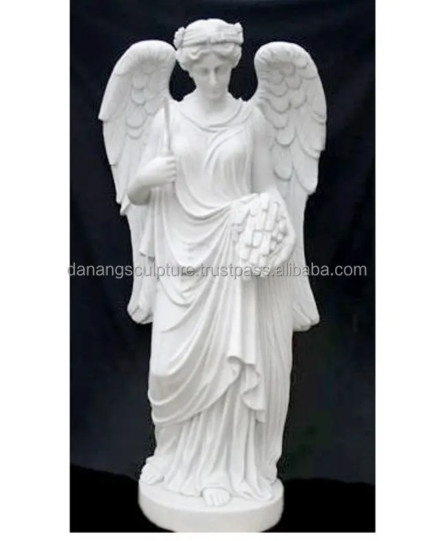 Wholesale custom beautiful life size garden standing angel marble statue cemetery angel statues for sale
