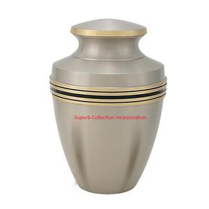 การออกแบบใหม่ทองเหลืองเผาศพ Urn Pewter กับวงทองที่ทำในอินเดียผู้ผลิตและส่งออก - Product Image 1