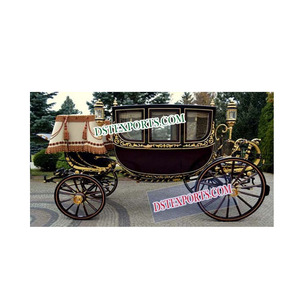 Carruaje de caballos de Oro Negro real para bodas, lujoso carruaje presidencial de acero para 1-2 personas - Product Image 1