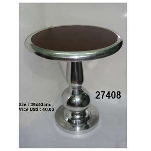 โต๊ะอลูมิเนียมทรงกลมทํามือแบบกําหนดเองที่ขายดีที่สุดพร้อมท็อปไม้ - Product Image 2