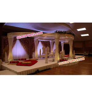 <b>Wedding</b> Crystal Mandap With Ball <b>Wedding</b> Fiber Crystal Mandap With LED <b>Lights</b> <b>Wedding</b> Delizio Crystal Mandaps - Product Image 1