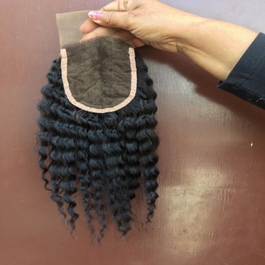 100% non transformés vierge indien pleine cuticule cheveux Extension dentelle fermeture couleur naturelle brésilien cheveux bouclés 3 faisceaux - Product Image 3