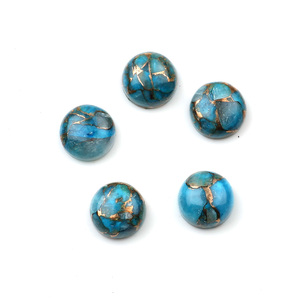 Top qualité Mohave bleu cuivre Kingman Turquoise 12mm lisse rond cercle Flatback Cabochon pierre précieuse en vrac pour la fabrication de bijoux - Product Image 1
