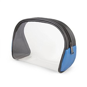 Hermosa bolsa de cosméticos con cremallera negra y transparente de cuero y PVC - Product Image 4
