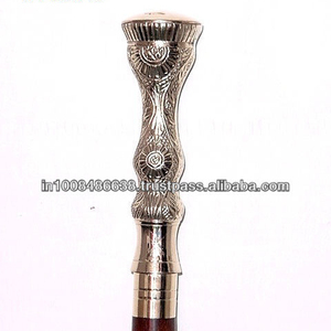 Bastón de madera para exteriores/bastón con perilla larga de latón, mango de metal y Punta de goma para senderismo - Product Image 2