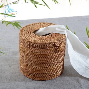 Round <b>Rattan</b> square and Round Tissue <b>Box</b> and <b>Rattan</b> Tissue <b>Box</b> Cover From Vietnam Handicraft - Product Image 1