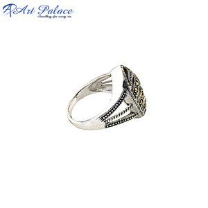 Bague indienne en argent 925 avec pierres précieuses en métal pistolet, marcassite à facettes, guérison, argent et métal pour cadeau de fête des mères - Product Image 2