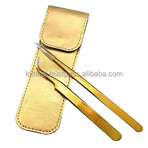 Kimbel-Pince à épiler professionnelle pour extension de cils dorés avec logo personnalisé Pointe pointue de précision en acier inoxydable durable-Emballage en vrac - Product Image 1