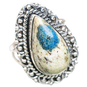 Nueva llegada plata fina 925 corte de pera forma azul azurita piedra preciosa anillo fino piedra preciosa natural joyería de mujer Regalos al por mayor - Product Image 1