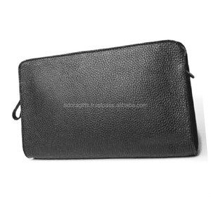 Bolsa de maquillaje de cuero genuino con cremallera promocional, neceser de viaje con logotipo personalizado - Product Image 1