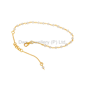 สร้อยข้อเท้าชุบทองลูกปัดคริสตัลเงินสเตอร์ลิง925เป็นของขวัญสำหรับผู้หญิง - Product Image 2