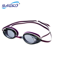 Lunettes de natation SAEKO noires et vertes anti-buée, protection UV, certifiées CE, avec sangle en silicone, étui et lentilles personnalisées, modèle KA25