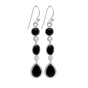 Boucles d'oreilles en argent sterling 925 avec pierre précieuse en onyx noir véritable Grossiste Fabricant CASA DE PLATA - Product Image 1