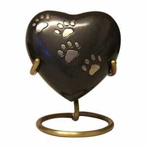 Corazón negro de ceniza conmemorativo único con soporte, urnas de cremación de mascotas para cenizas funerarias, Metal, latón/aluminio - Product Image 5