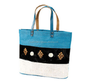 Bolso Tote de Yute con Asa de Cuero Extragrande LOWELL CRAFT, Forro de Algodón, Estilo Moderno, Diseño Sólido, para Uso en Exteriores - Product Image 3
