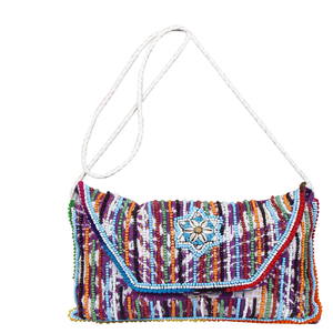 Women's Banjara Hand <b>Beaded</b> Designer Tote Bag Zipper Closure Candy Pattern Pillow Shape Handwork Embroidered Canvas <b>Handbag</b> - Product Image 1
