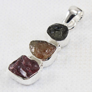 Natural A+ Rough <b>Tourmaline</b> Gemstone Pendant 925 Sterling Silver <b>Jewelry</b> Wholesale Fashion Silver Pendant - Product Image 2