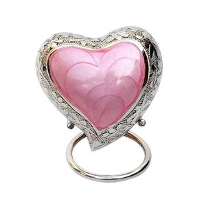 Small Brass Golden Heart Shaped Keepsake Cremation Urn <b>Funeral</b> <b>Supplies</b> - Product Image 3