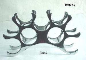 Estante para vinos simple de 5 niveles de aluminio fundido con acabado pulido espejo en negro - Product Image 4