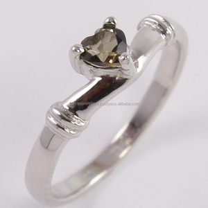 แหวนแฟชั่นอัญมณีควอทซ์สโมคกี้925เงินสเตอลิงที่มีดีไซน์ดั้งเดิมเครื่องประดับขายส่งแหวนเงินจำนวนมาก - Product Image 1
