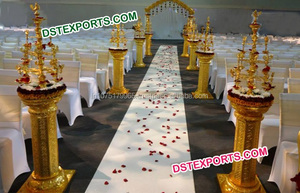 Décoration d'allée de mariage Paon, Piliers de couloir en cristal, Colonnes d'allée sculptées dorées, Royaume-Uni - Product Image 2