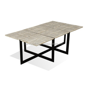 Mesa de centro con incrustaciones de hueso de diseñador de madera maciza con soporte de hierro para sala de estar, cocina y baño - Product Image 6