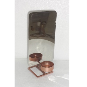 Decorative Pillar <b>Candle</b> Holder Stand with Mirror Back Ground for Reflection for Home Hotel Restaurant Decoration - Product Image 1